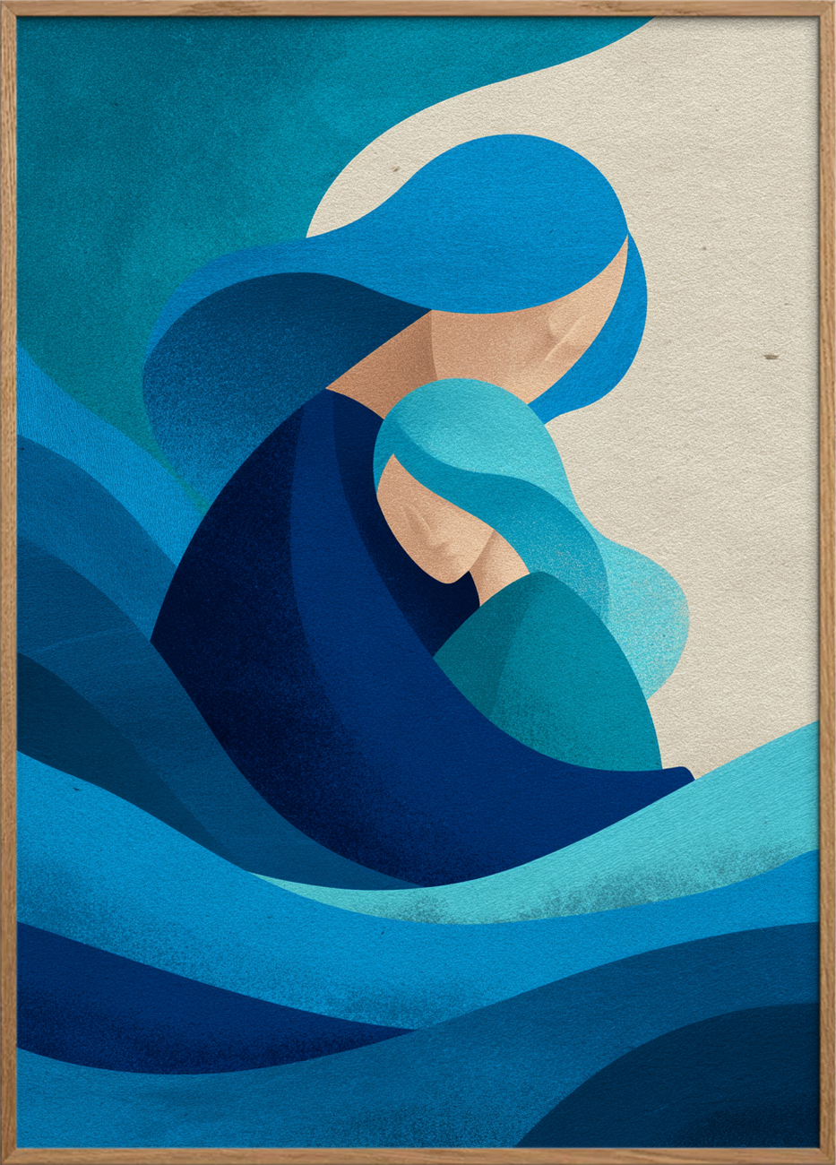 Bølgens bløde omfavnelse - Oak Frame, No Border