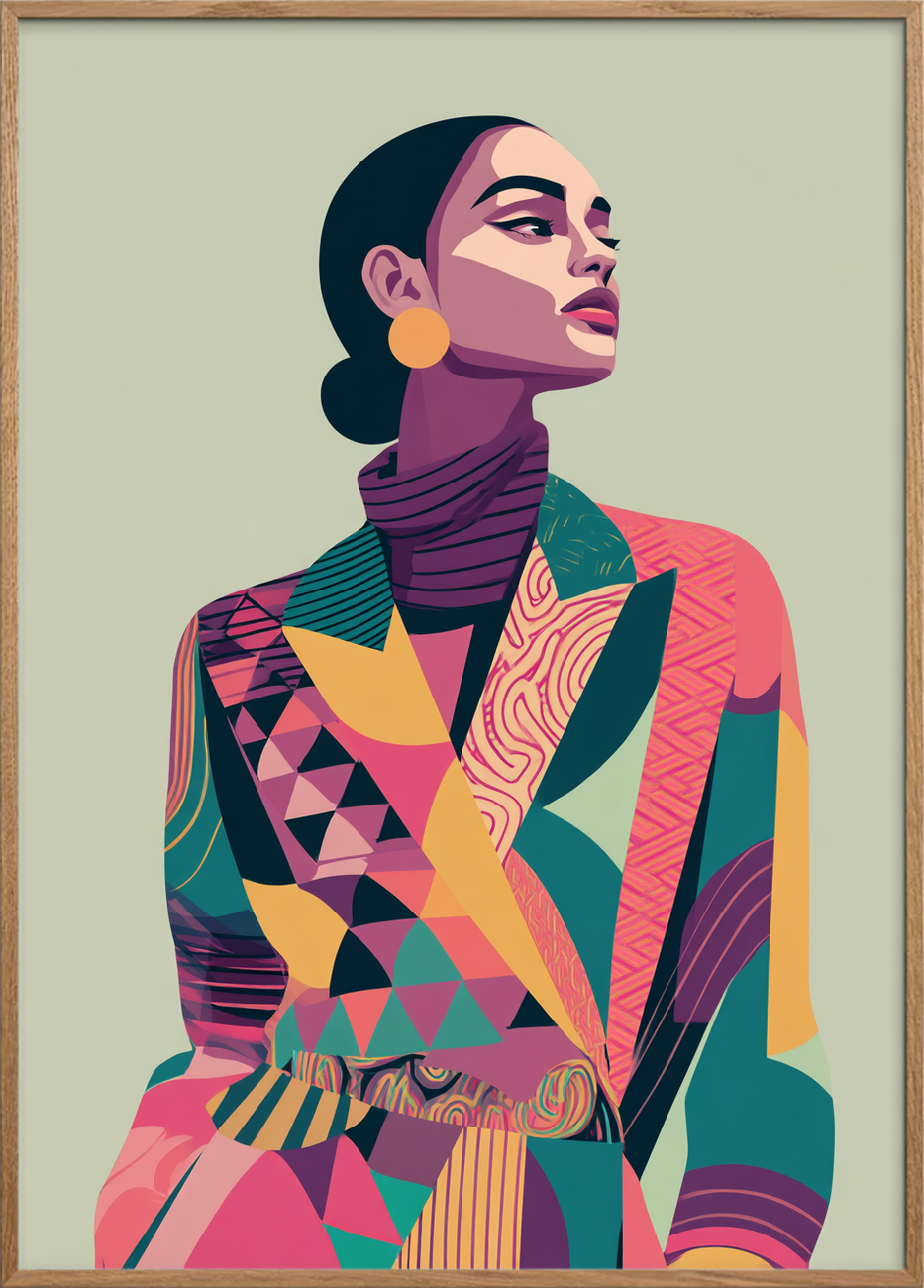 Suset af farvede stoffer - Oak Frame, No Border