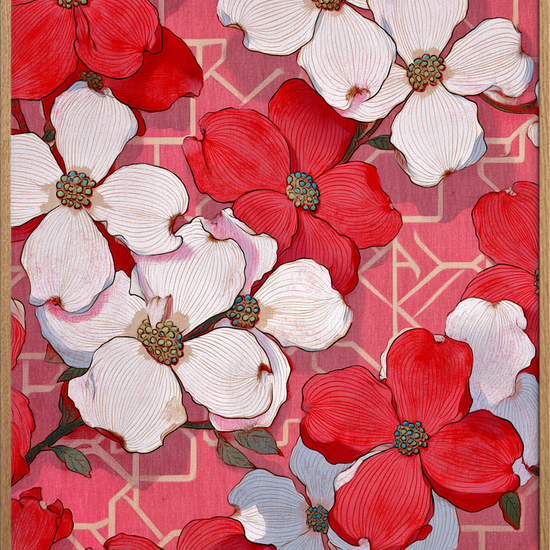 Fløjlsrødt sus af forår - Oak Frame, No Border