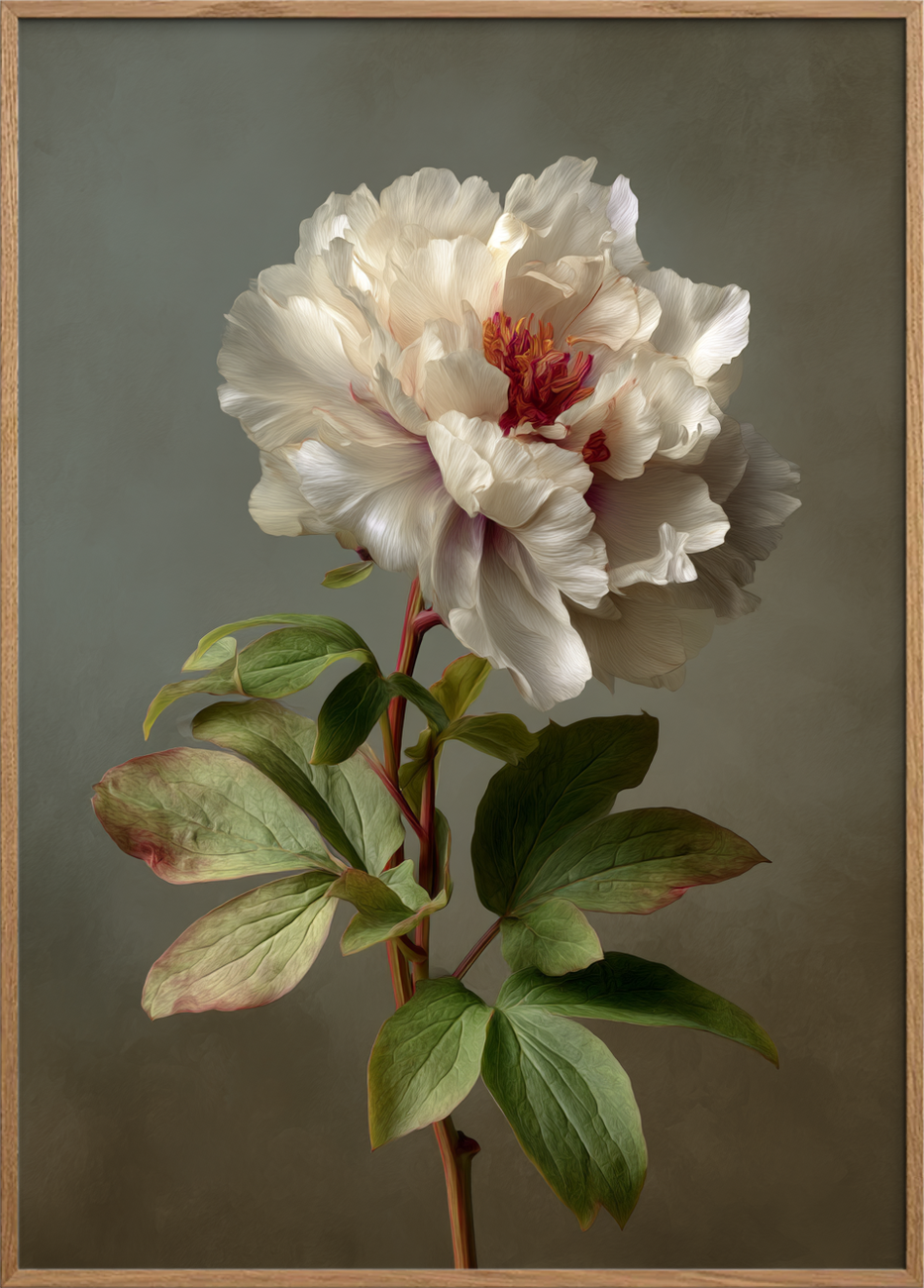 Silkesus i hvide lag - Oak Frame, No Border