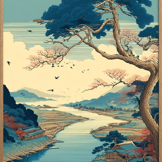 Vindens sang over floden - Oak Frame, No Border