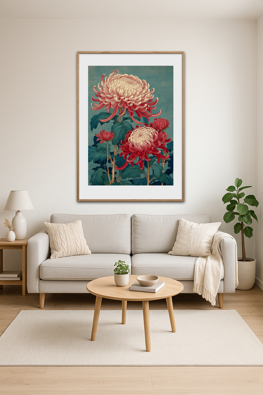 Silkesus over høstblomster - Room Environment (Tall Format)