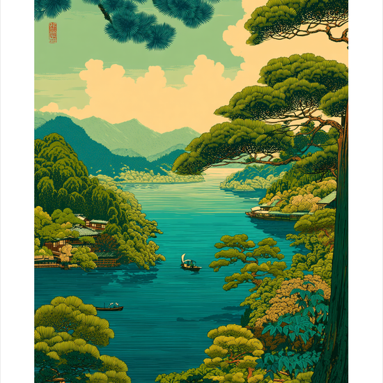 Vindens hvisken over søen - No Frame, With White Border