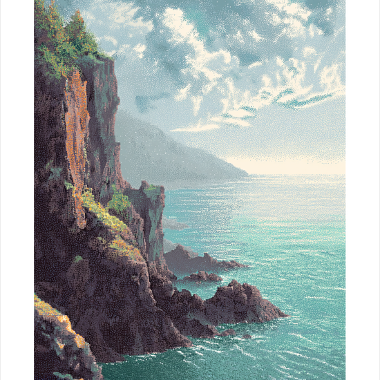 Havets hvisken mod klippen - No Frame, With White Border