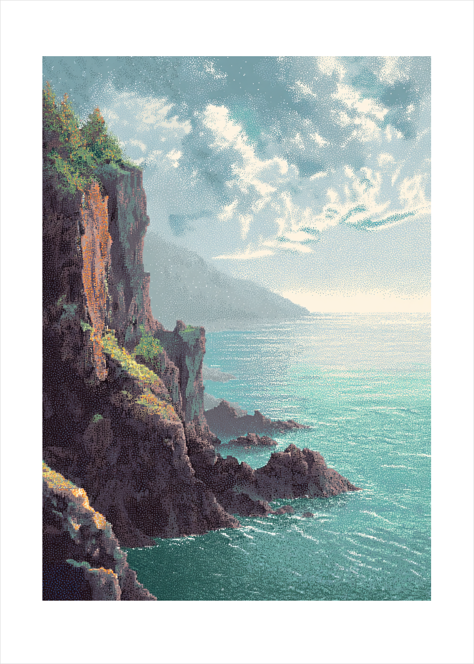 Havets hvisken mod klippen - No Frame, With White Border