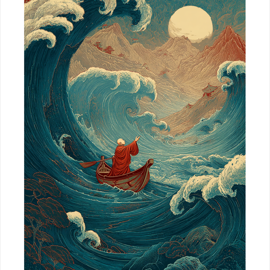 Månens hvisken i brændingen - No Frame, With White Border