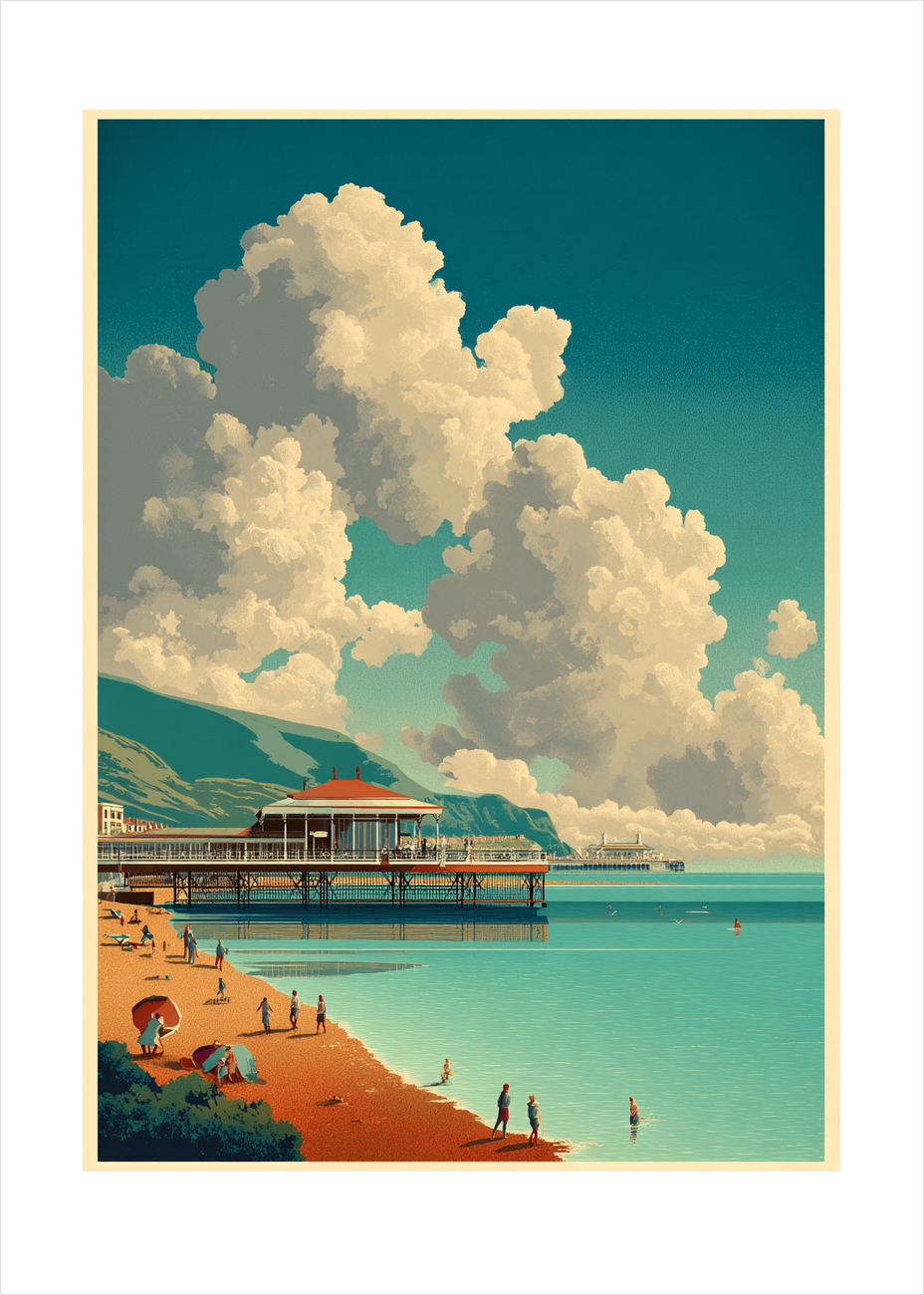 Havets hvisken ved molen - No Frame, With White Border