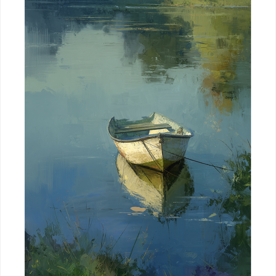 Bådens hvisken i morgendisen - No Frame, With White Border