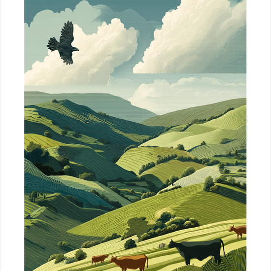 Skyernes hvisken over dalen - No Frame, With White Border