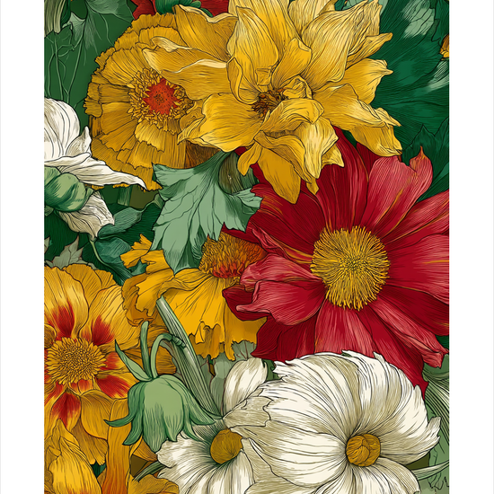 Silkesus i blomsterhaven - No Frame, With White Border