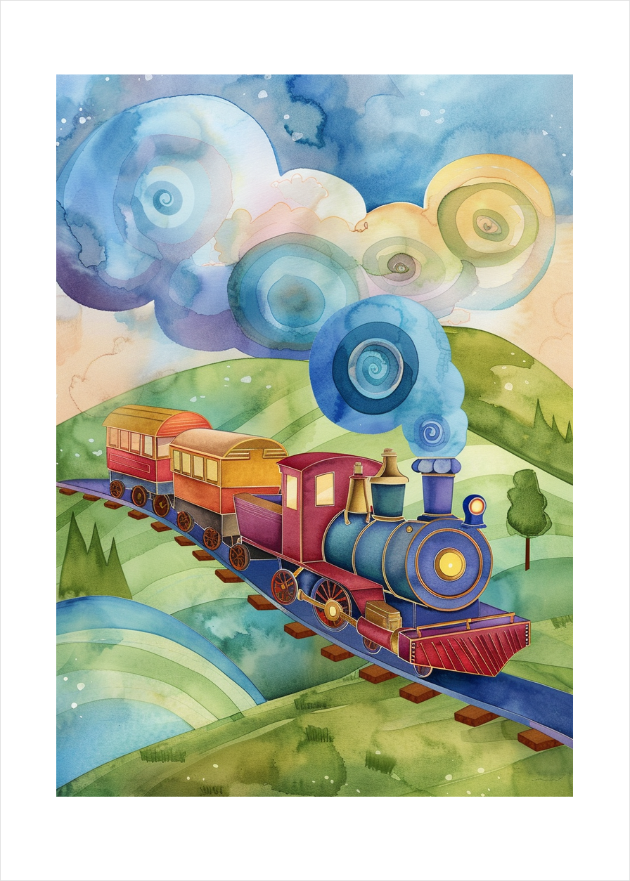 Togets blå hvisken - No Frame, With White Border