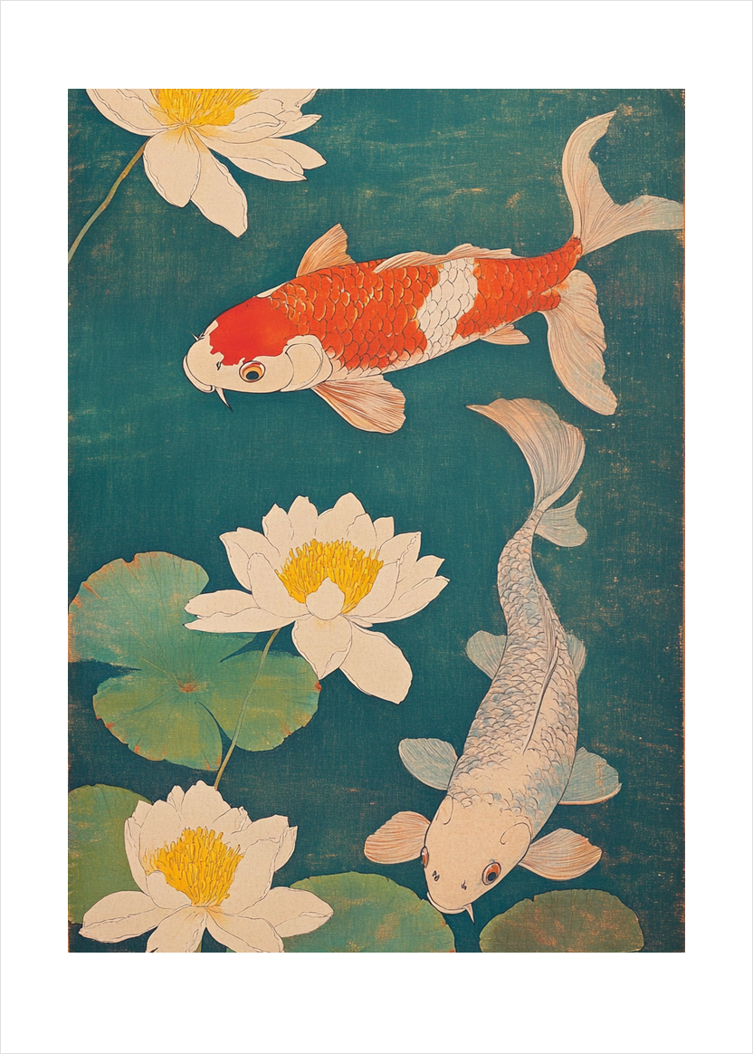 Vandets omgang med kobber og perlemor - No Frame, With White Border