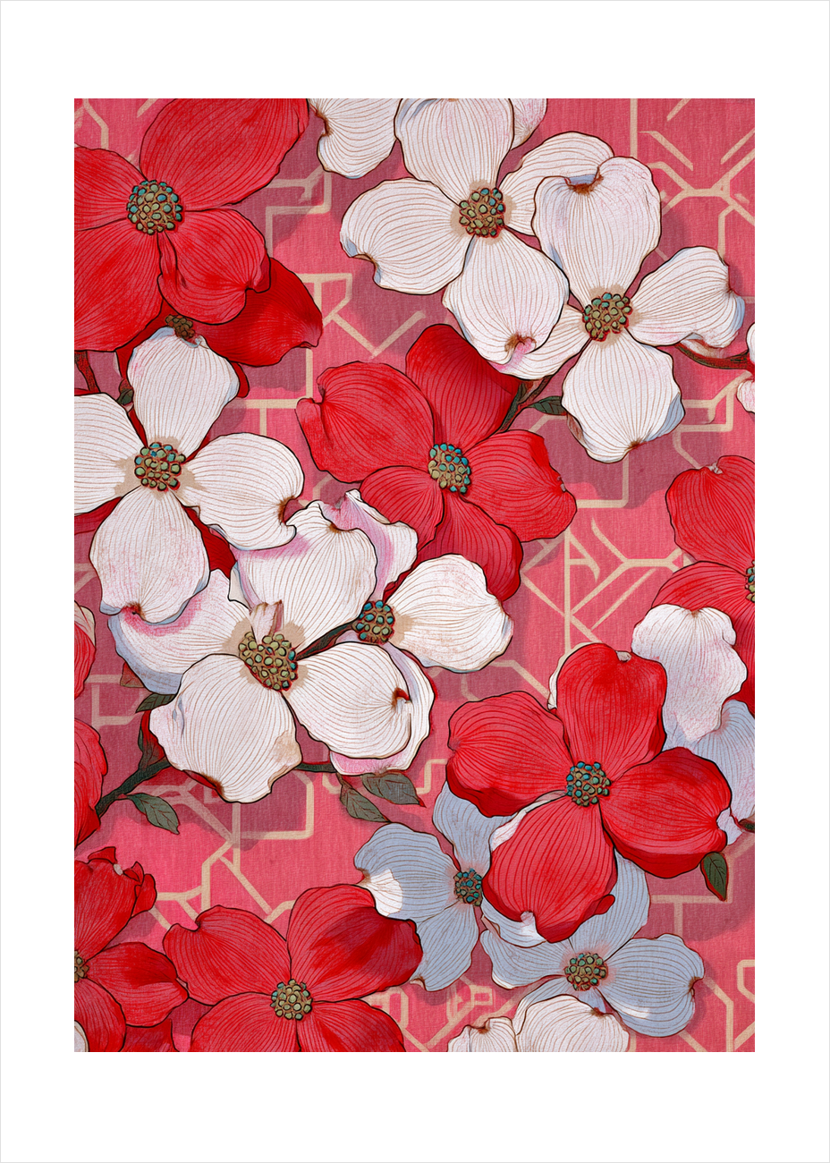 Fløjlsrødt sus af forår - No Frame, With White Border