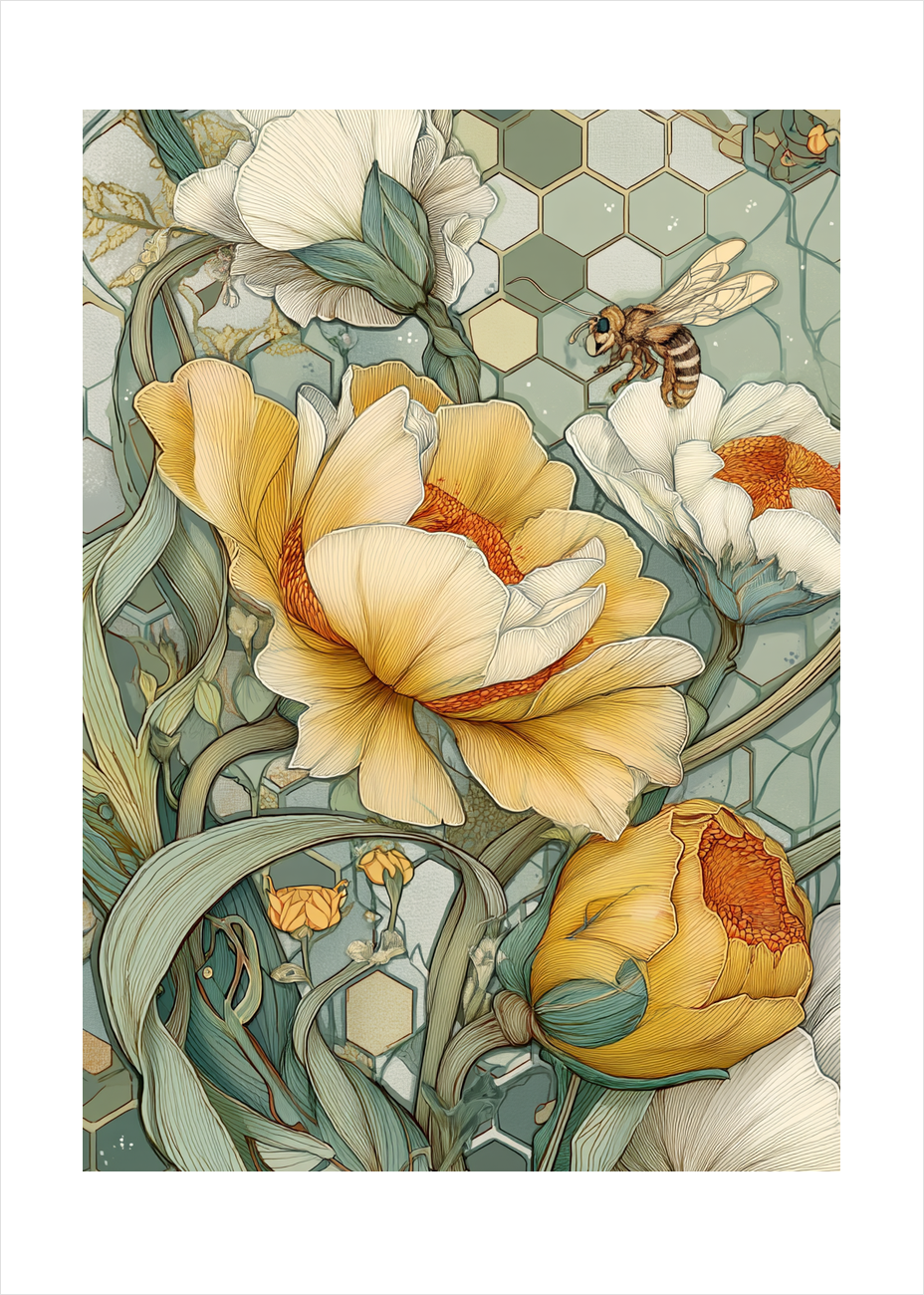 Summen af gyldent silke - No Frame, With White Border