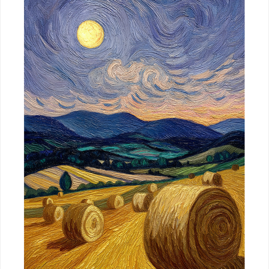 Månens hvisken over markerne - No Frame, With White Border