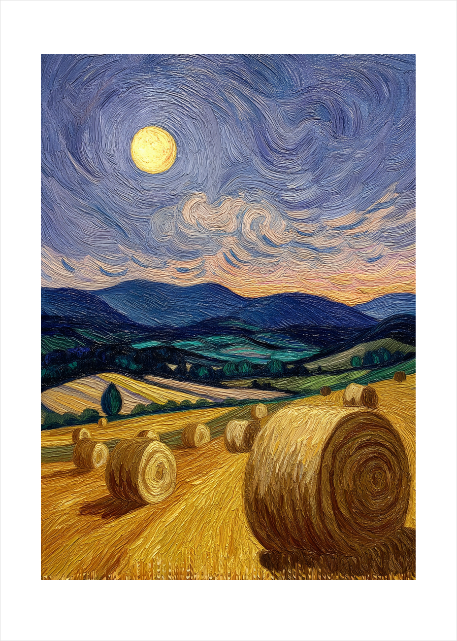 Månens hvisken over markerne - No Frame, With White Border