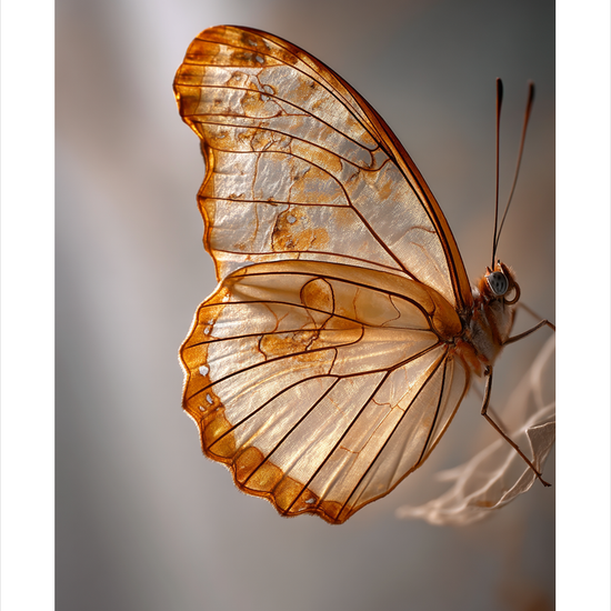 Vingesus i gyldent lys - No Frame, With White Border