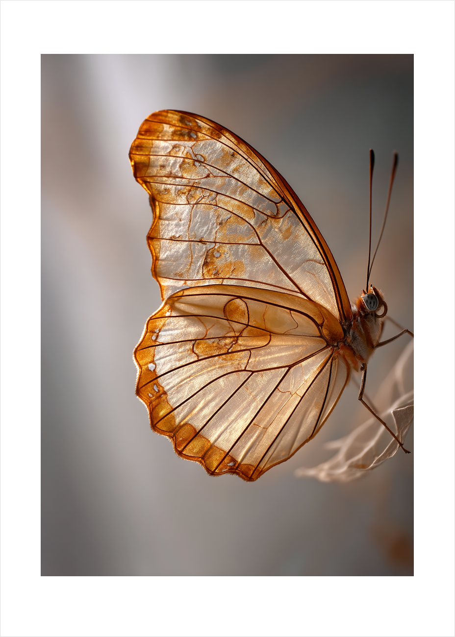 Vingesus i gyldent lys - No Frame, With White Border