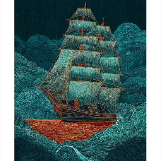 Havets hvisken under sejl - No Frame, With White Border