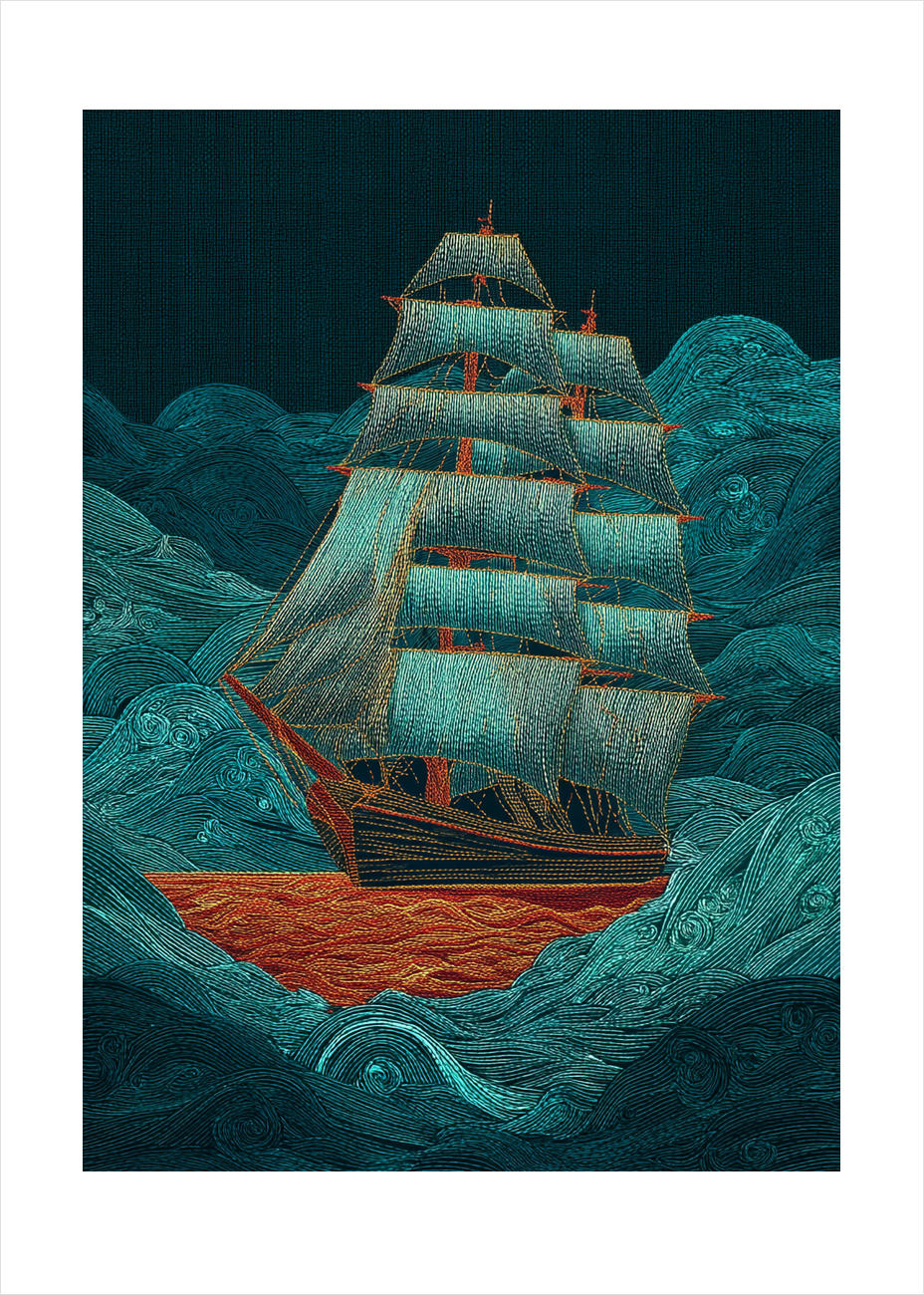 Havets hvisken under sejl - No Frame, With White Border