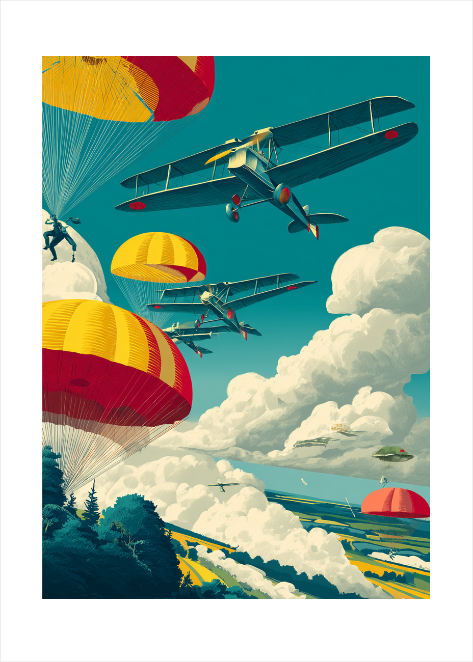 Luftens trommeslag i frit fald - No Frame, With White Border