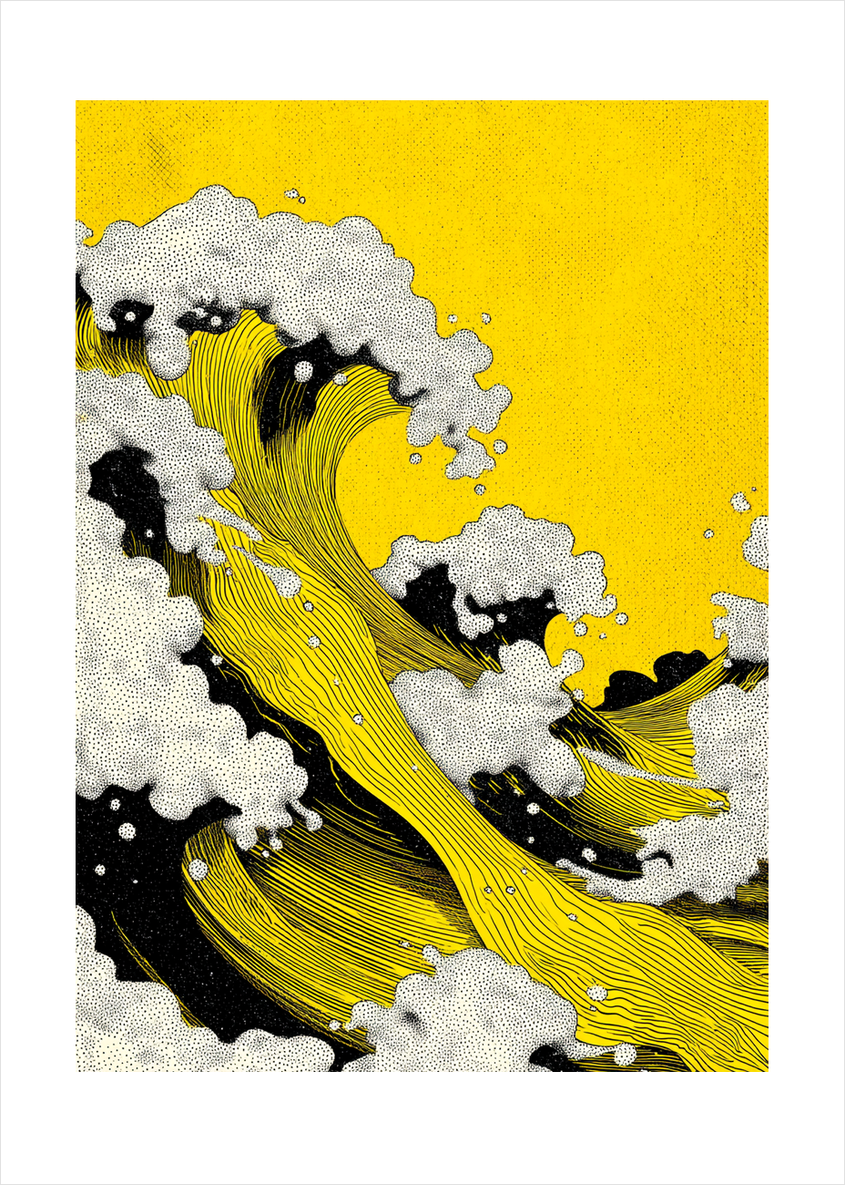 Hviskende gyldne bølger - No Frame, With White Border