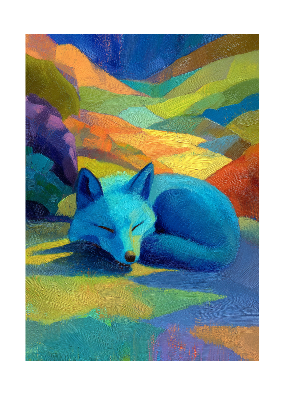 Blå rævs stille symfoni - No Frame, With White Border