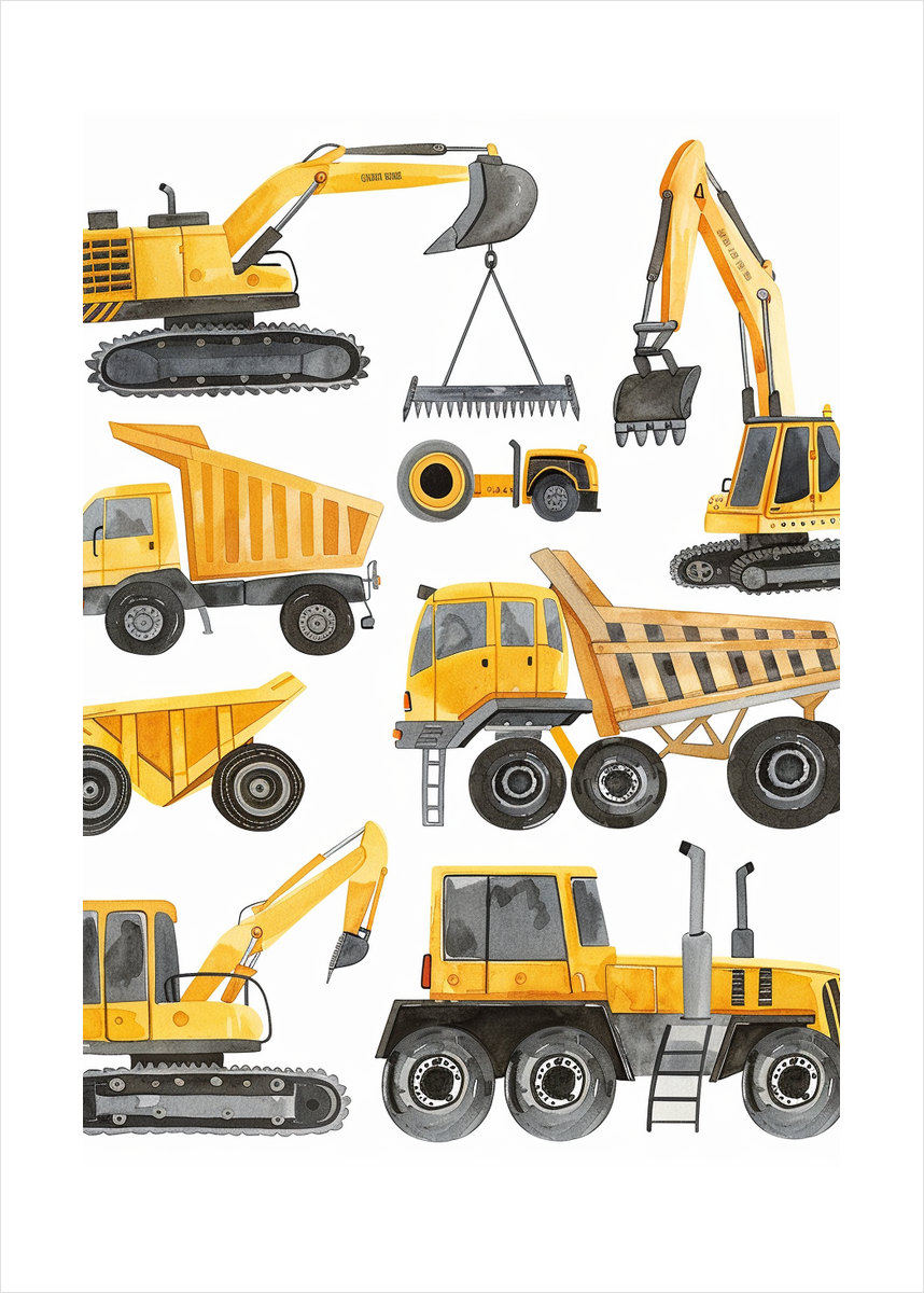 Buldrende gule maskiners sang - No Frame, With White Border