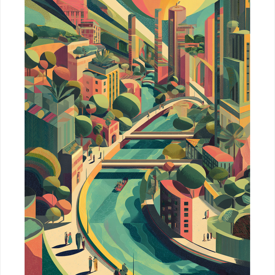 Byens hvisken af vand - No Frame, With White Border