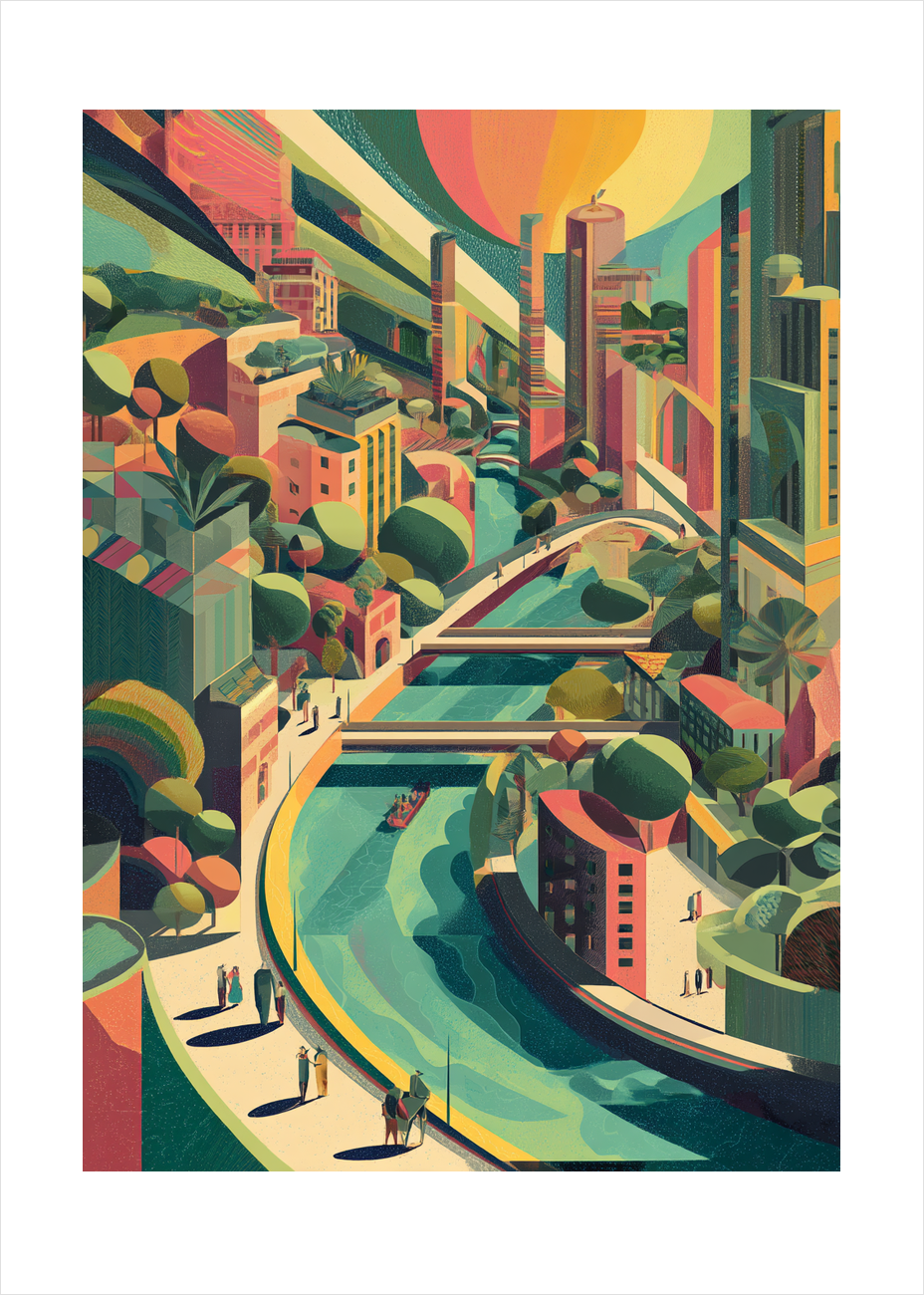 Byens hvisken af vand - No Frame, With White Border