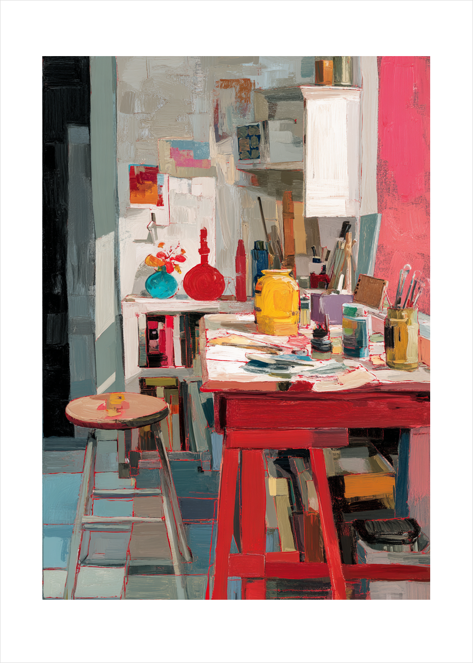 Rummet smager af pigment - No Frame, With White Border