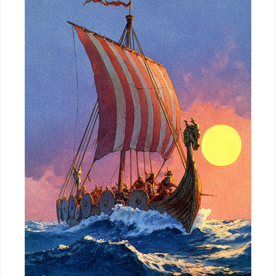 Havets sang ved solnedgang - No Frame, With White Border