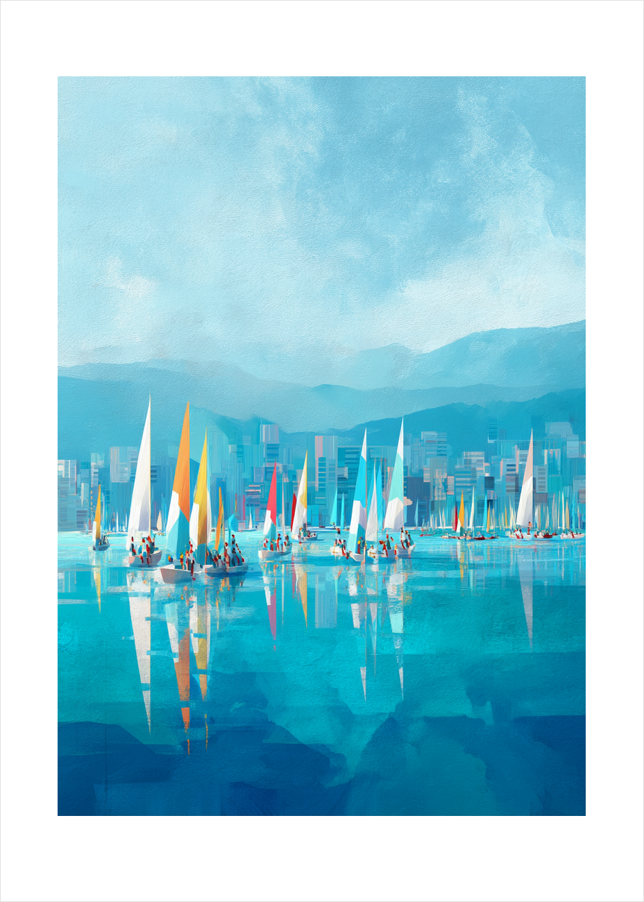 Havets blå hvisken - No Frame, With White Border