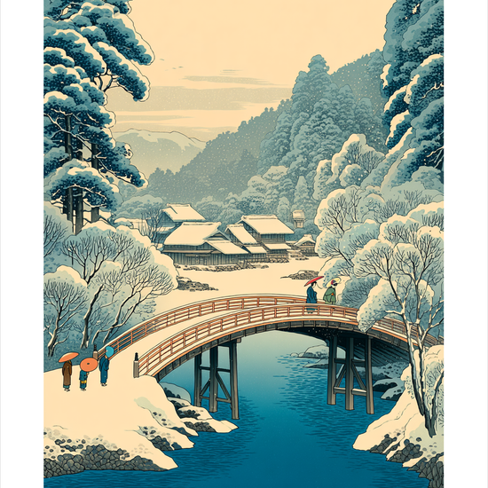 Sneen hvisker over broen - No Frame, With White Border