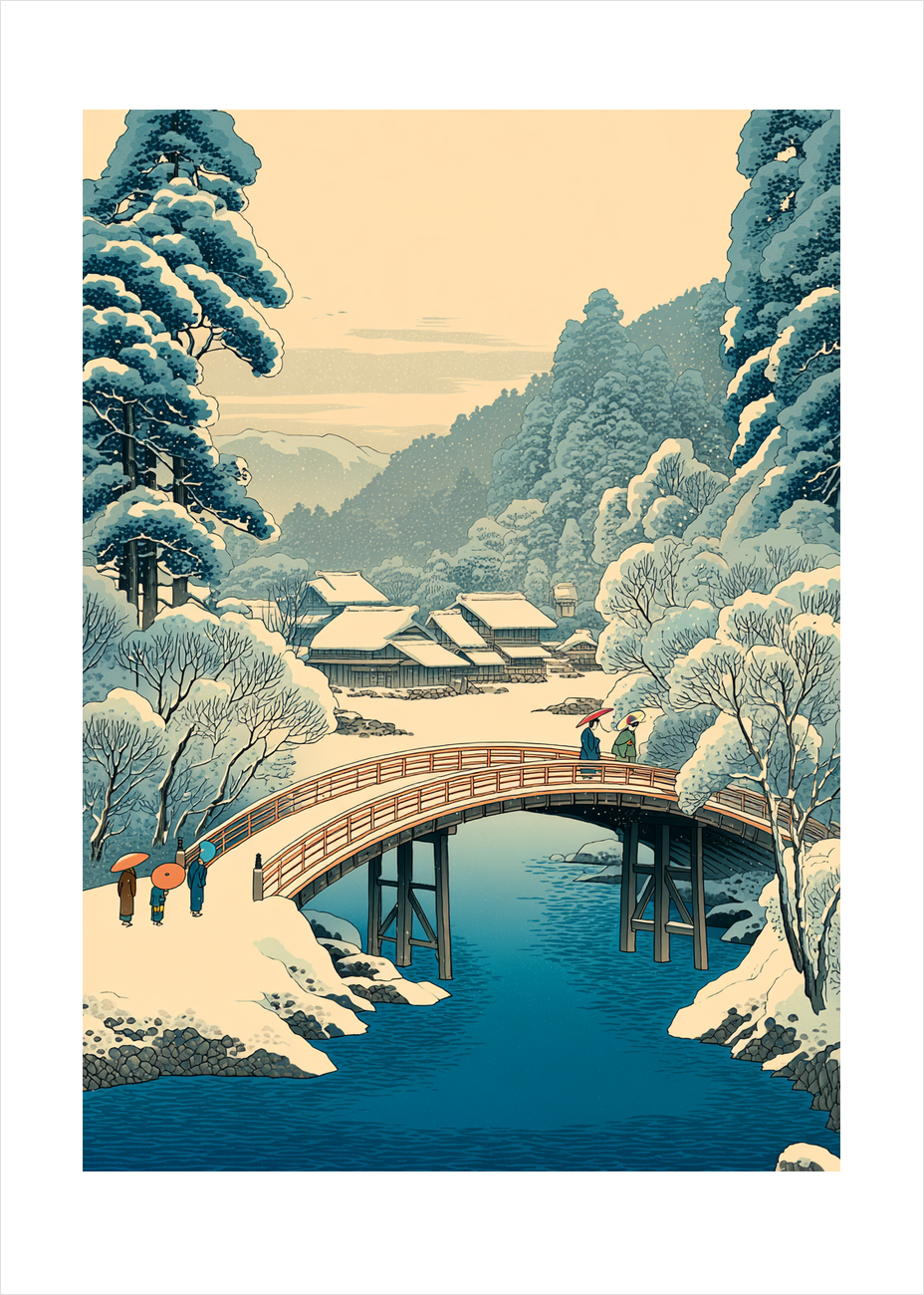 Sneen hvisker over broen - No Frame, With White Border