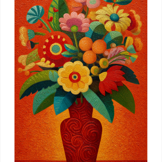 Klang af varme farver - No Frame, With White Border