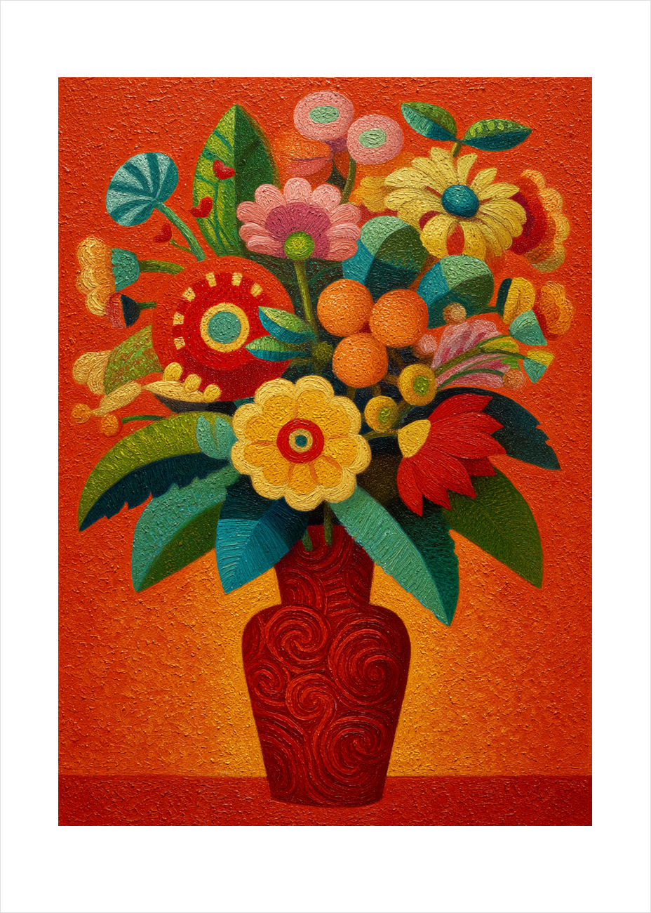 Klang af varme farver - No Frame, With White Border