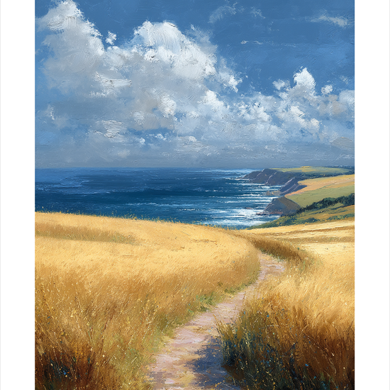 Havets hvisken over marker - No Frame, With White Border