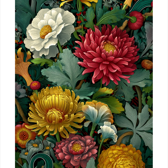 Hviskende blomsternes symfoni - No Frame, With White Border