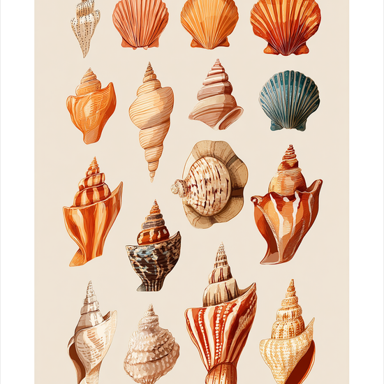 Havets hvisken i skaller - No Frame, With White Border