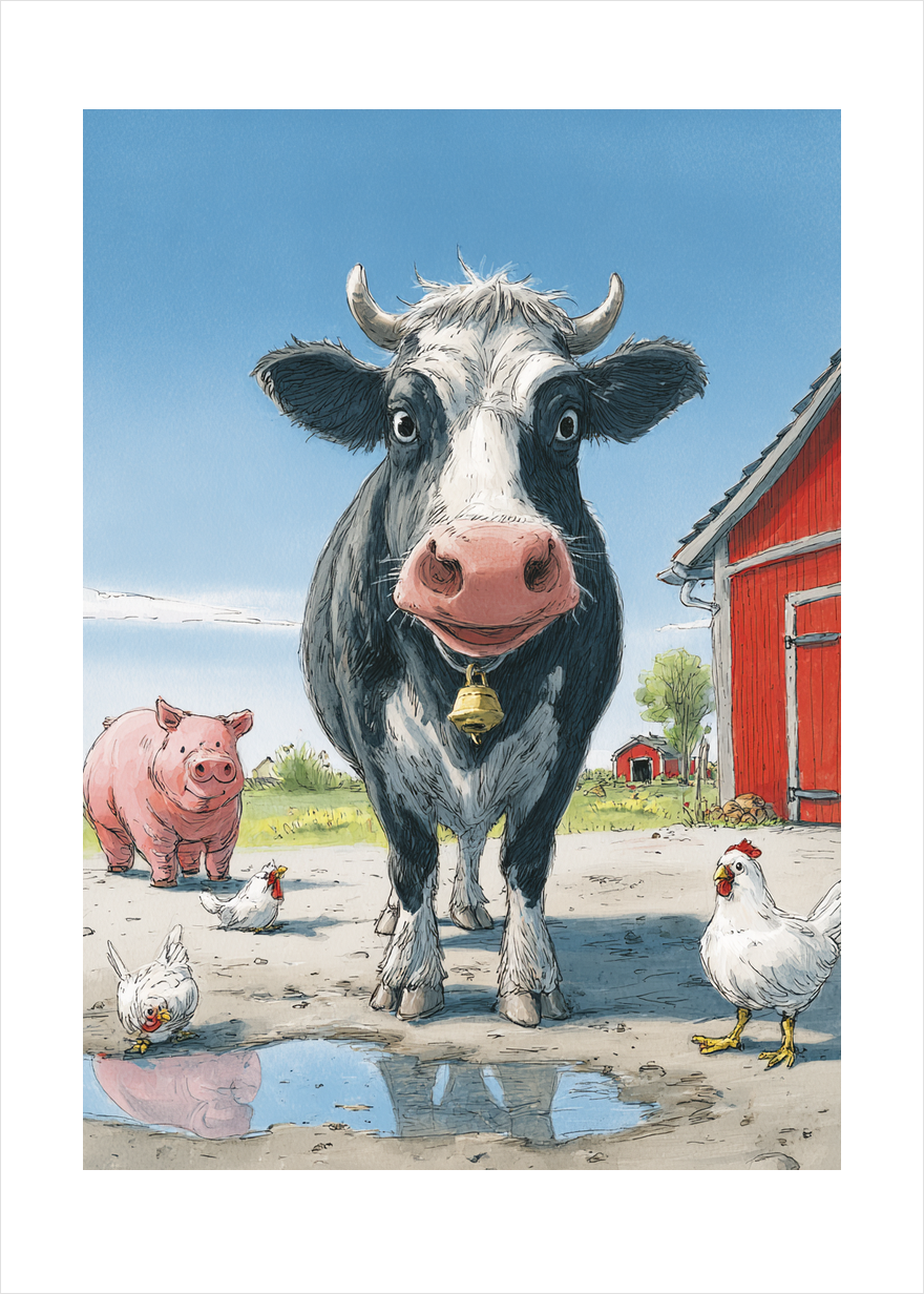 Klokkeklang fra gården - No Frame, With White Border