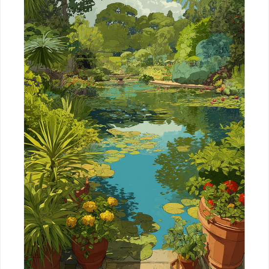 Vandets hvisken ved dammen - No Frame, With White Border