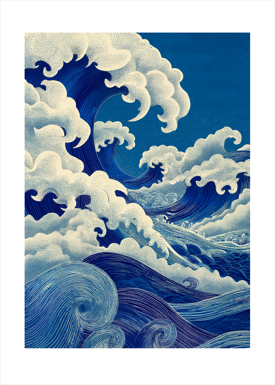 Havets blå brøl - No Frame, With White Border