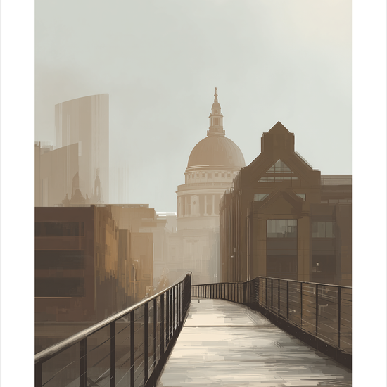 Hviskende bro mod kuppel - No Frame, With White Border