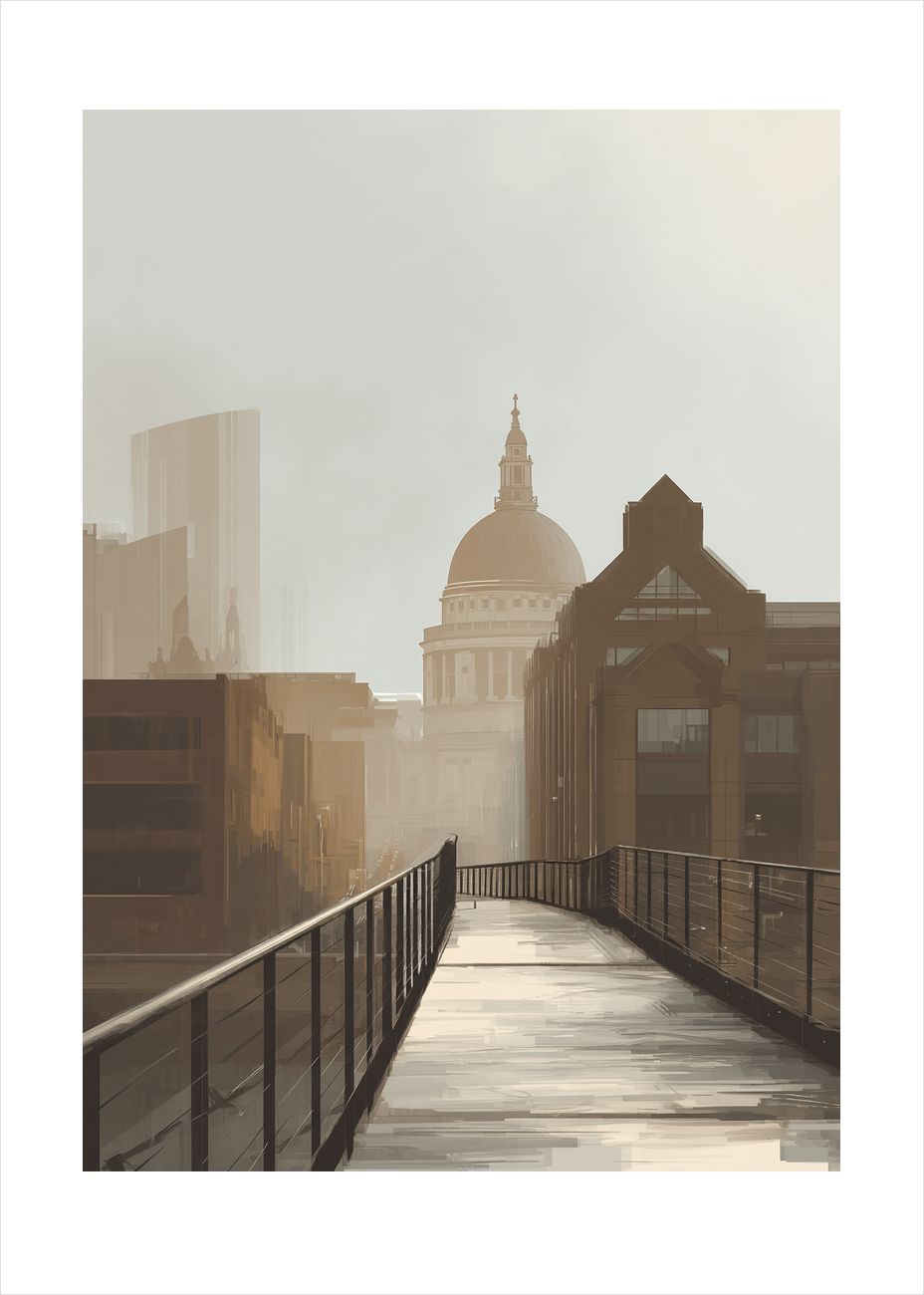 Hviskende bro mod kuppel - No Frame, With White Border