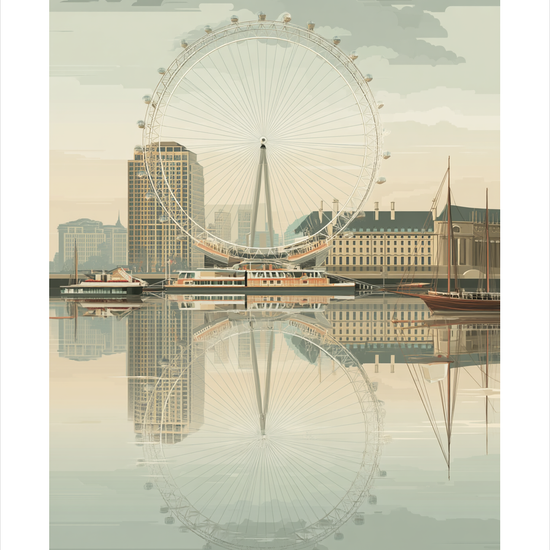 Sus over spejlende by - No Frame, With White Border