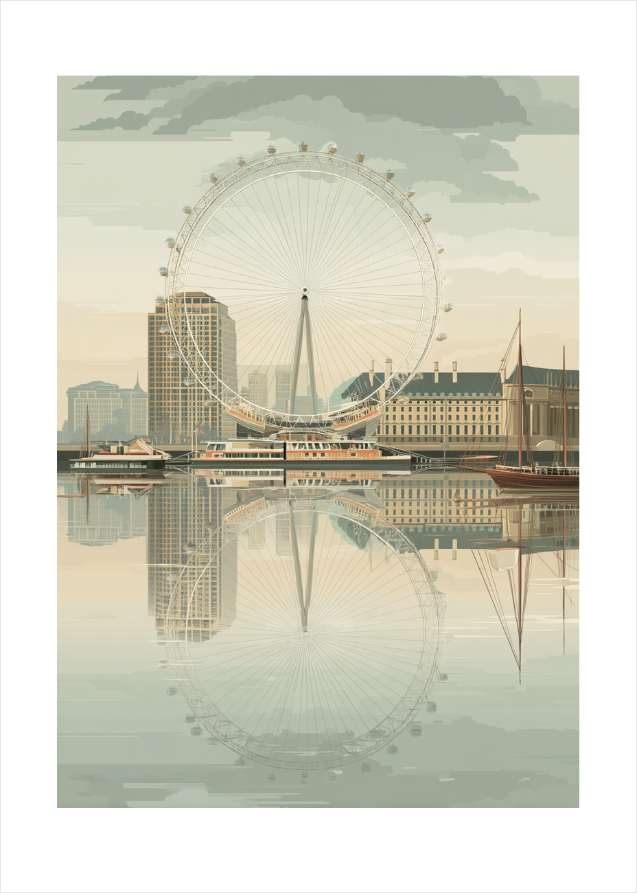 Sus over spejlende by - No Frame, With White Border