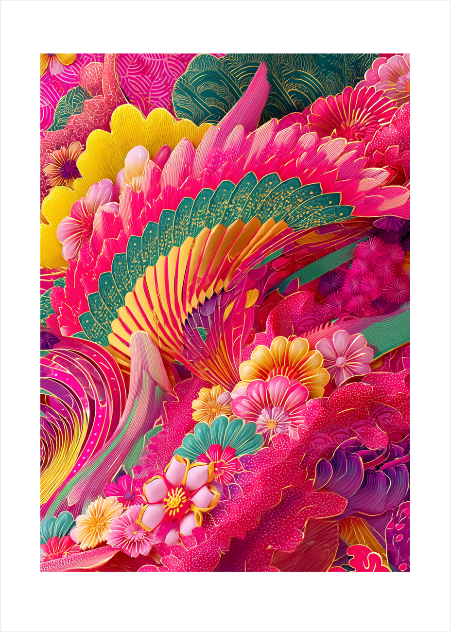 Knitrende regn af farver - No Frame, With White Border