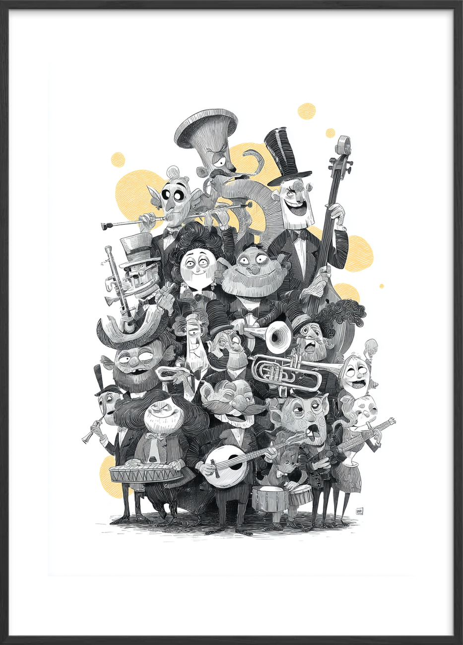 Lyden af smilende instrumenter - Black Frame, With White Border