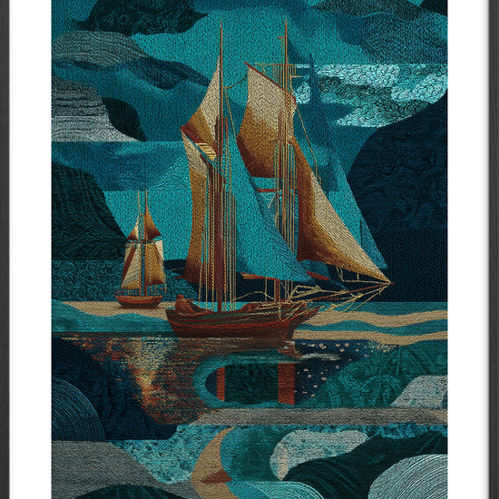 Sejlens sang under månen - Black Frame, With White Border